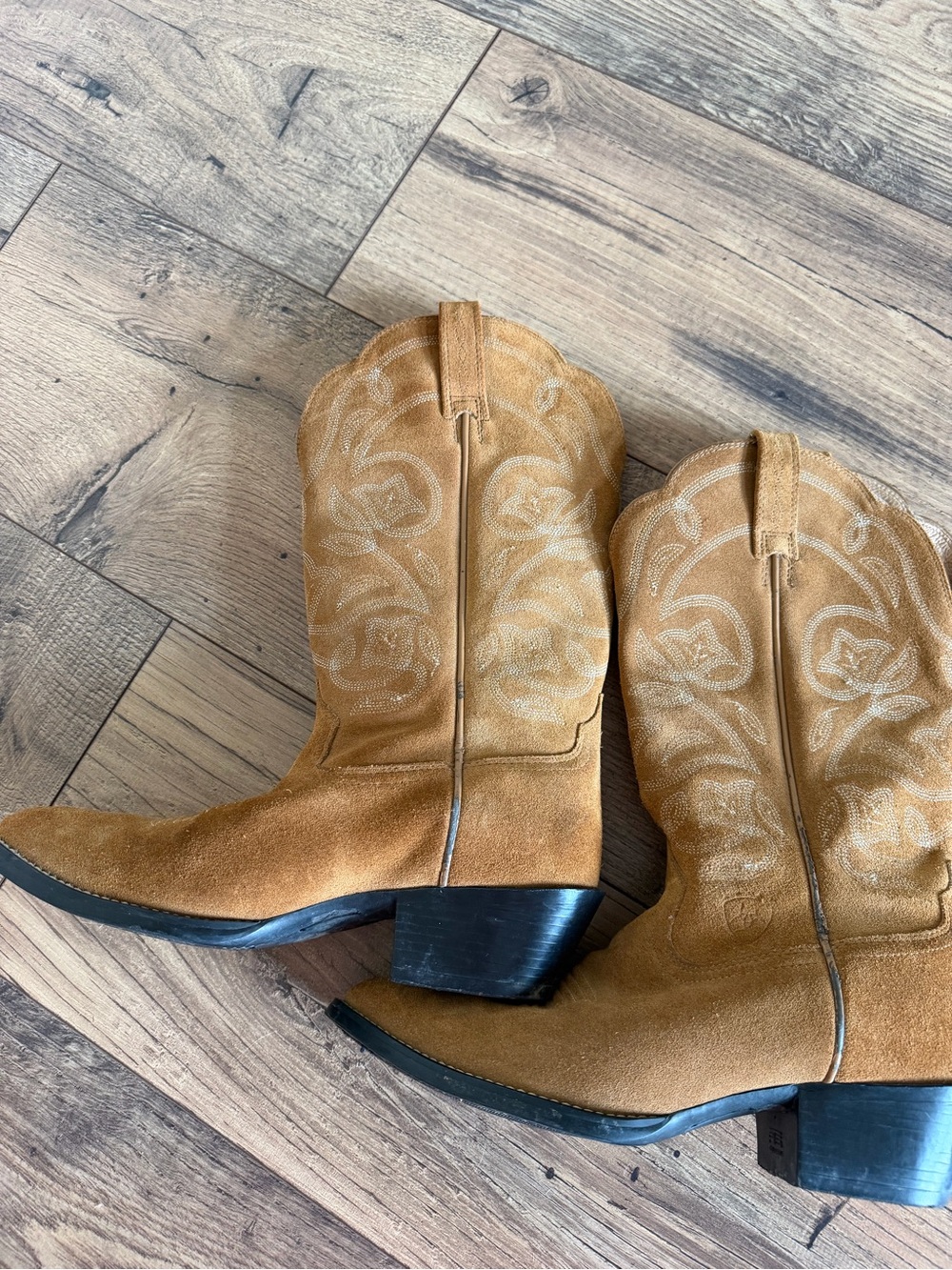Ariat Brown Heritage Suede Western Cowboy Boot Embroidered Floral Women 7B 15713 - Picture 13 of 13